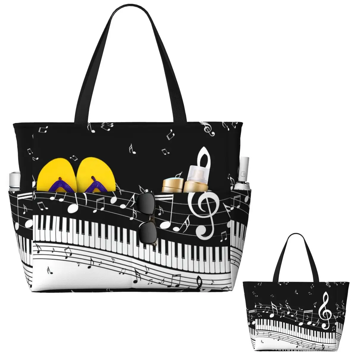 Yoga Fitness Music - Borsa tote da spiaggia con tasti