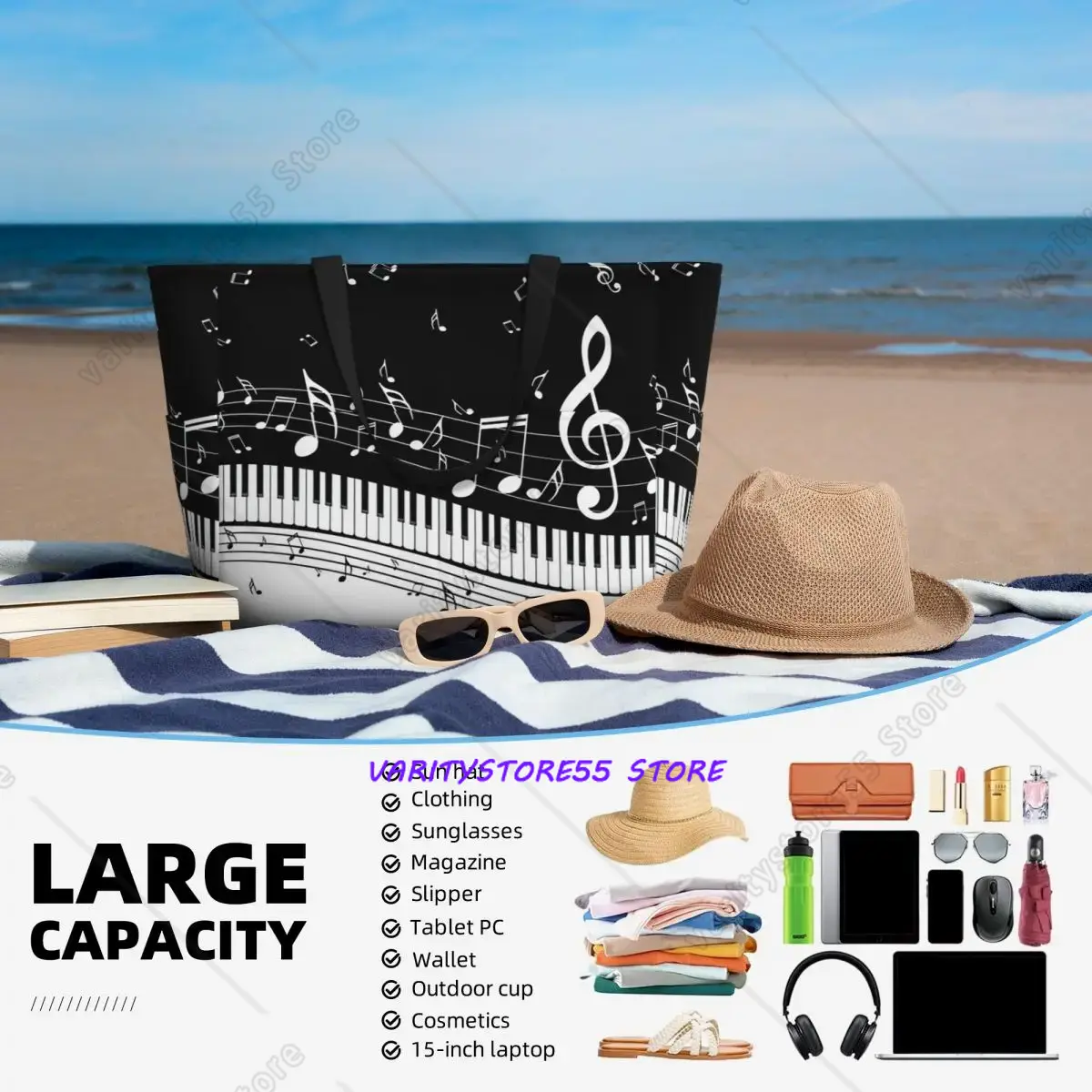 Borsa da Spiaggia con Motivo d - Yoga Fitness Music recensione e prezzo