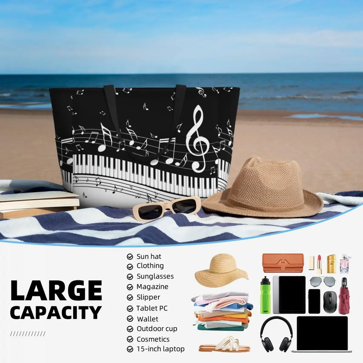 Borsa tote da spiaggia con tas - Yoga Fitness Music recensione e prezzo