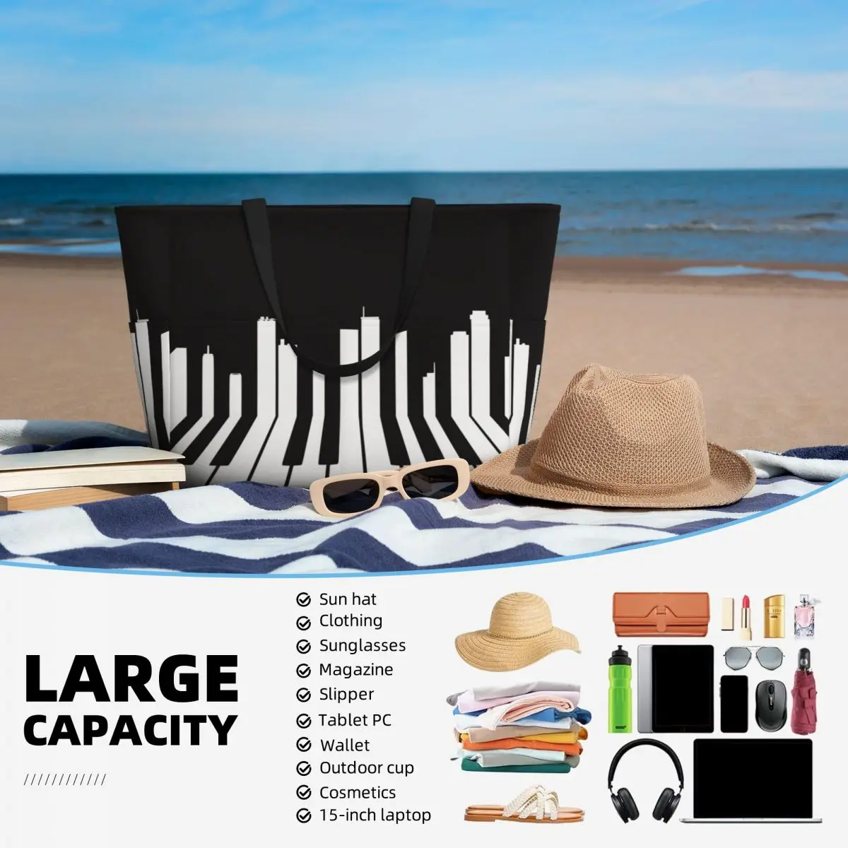 Borsa tote da spiaggia Piano C - Yoga Fitness Music recensione e prezzo