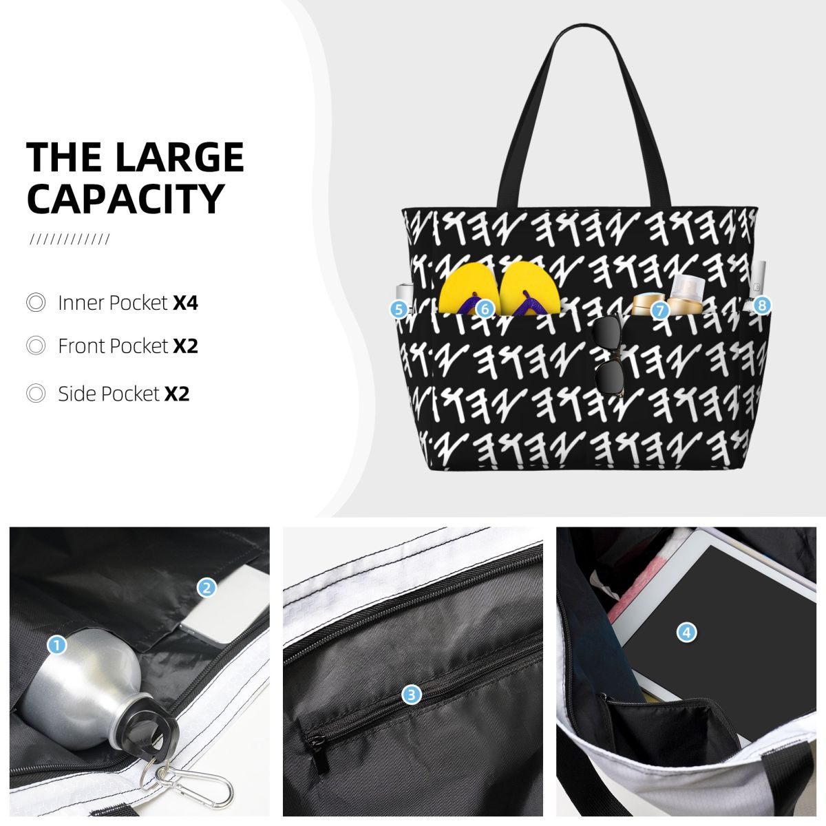 Borsa tote da spiaggia con nom - Yoga Fitness Name recensione e prezzo